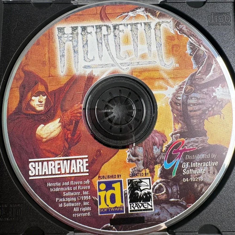 Heretic Shareware PC CD-ROM 1994 id Software Raven Software Vintage Game Disc
